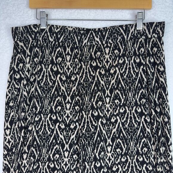 Chico's Travelers Wide Leg Pants Black Beige Abstract‎ Sz 2/L/12/Regular Slinky - Picture 2 of 9